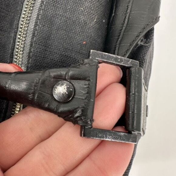 Paul Smith Women's Cotton Leather‎ Trim Double Handle Tote Shoulder Bag Black - Picture 10 of 16